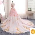 Los Rhinestones hinchados rosados ​​del vestido de boda del fabricante de China rebordearon el vestido de bola para la venta